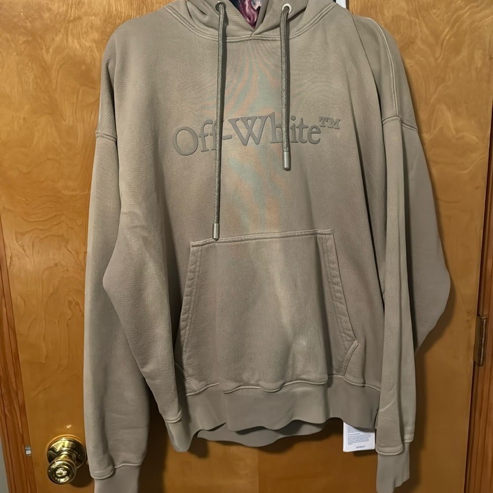 Off-White Beige Hoodie for Men Bookish Laundry